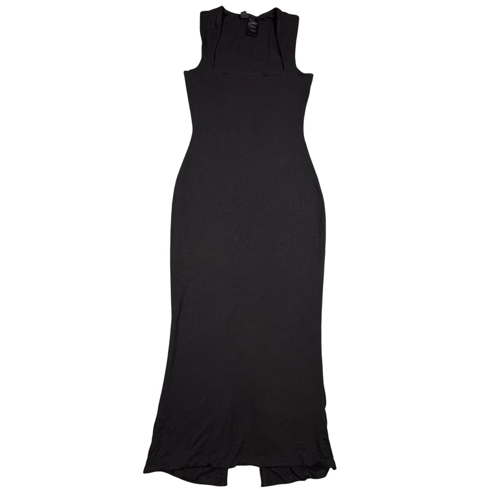 Windsor Black Bodycon Sleek Maxi Dress Square Neck Back Slit Womens Medium